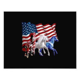 Impression Photo Chevaux États-Unis Drapeau américain Cheval