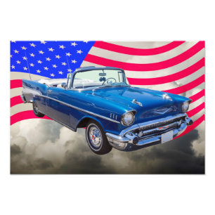 Impression Photo Chevrolet Bel Air avec drapeau américain 1957