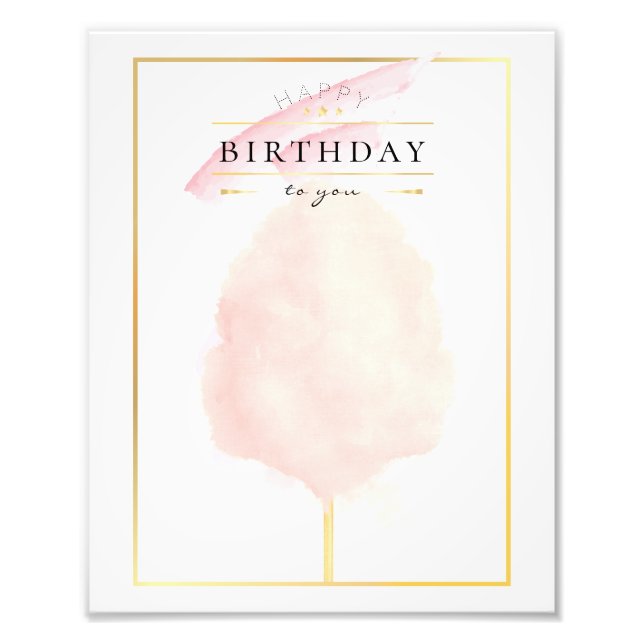 Impression Photo Chic Aquarelle Cotton Candy Anniversaire (Devant)