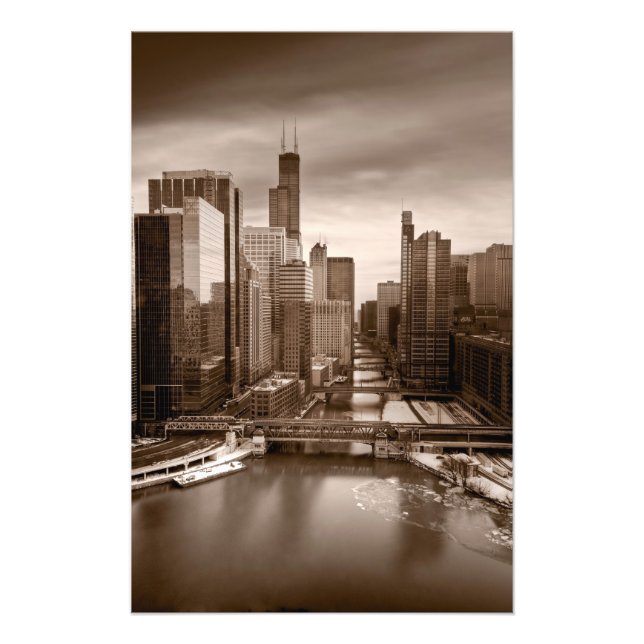 Impression Photo Chicago City View Afternoon BW (Devant)