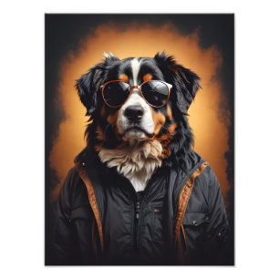 Impression Photo Chien De Montagne Bernais Portant Veste Et Lunette