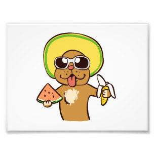 Impression Photo Chien d'été tenant des fruits   choisir la couleur