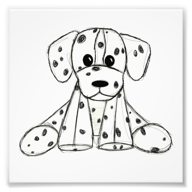 Impression Photo Chien en dalmate dessin simple noir (Devant)