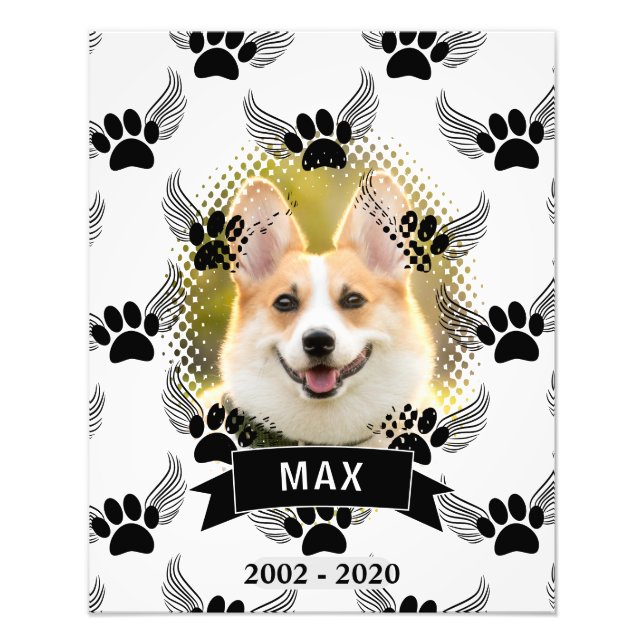 Impression Photo Chien Pet Memorial Personnalisé Noir Et Blanc (Devant)