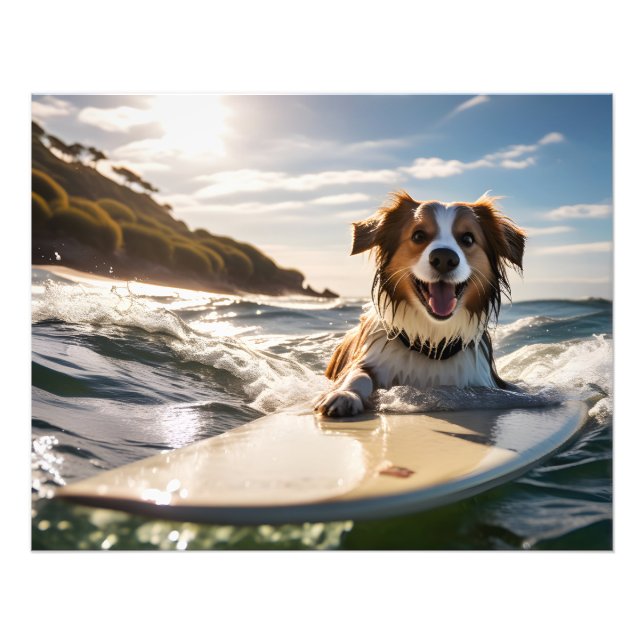 Impression Photo Chien sur planche de surf (Devant)