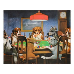 Impression Photo Chiens jouant au poker par Cassius Marcellus Cooli