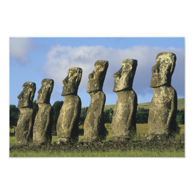 Impression Photo Chili, Île de Pâques, Rapa Nui, Ahu Akivi (Devant)