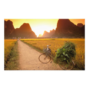Impression Photo Chine, Guangxi. Yangzhou, Bicyclette à la campagne