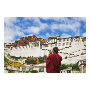 Impression Photo Chine, Tibet, Lhasa, moine tibétain avec Potala