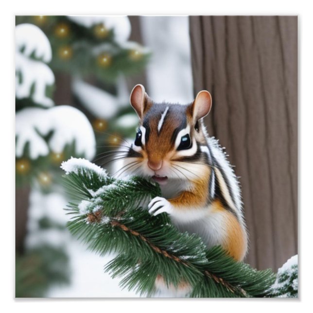 Impression Photo Chipmunk de Noël (Devant)