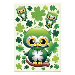 Impression Photo Chouette Bébé Mignon St Patrick Dessin Animé
