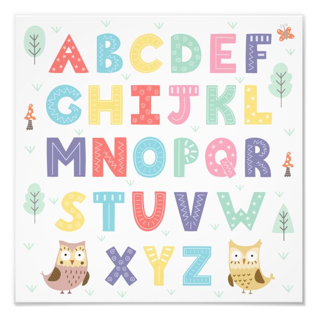 Impression Photo Chouettes Alphabet (Devant)
