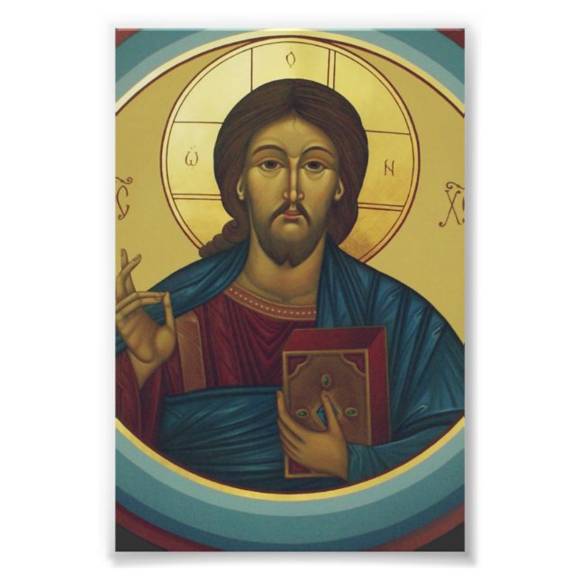 Impression Photo Christ Pantocrator byzantin Mosaïque Art Rond (Devant)