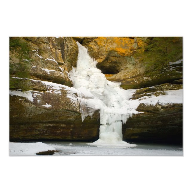 Impression Photo Chutes de cèdre en hiver, Hocking Hills, Ohio (Devant)
