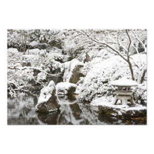 Impression Photo Chutes de neige dans le jardin japonais de Portlan