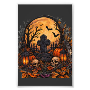 Impression Photo Cimetière gothique hanté au clair de lune Hallowee