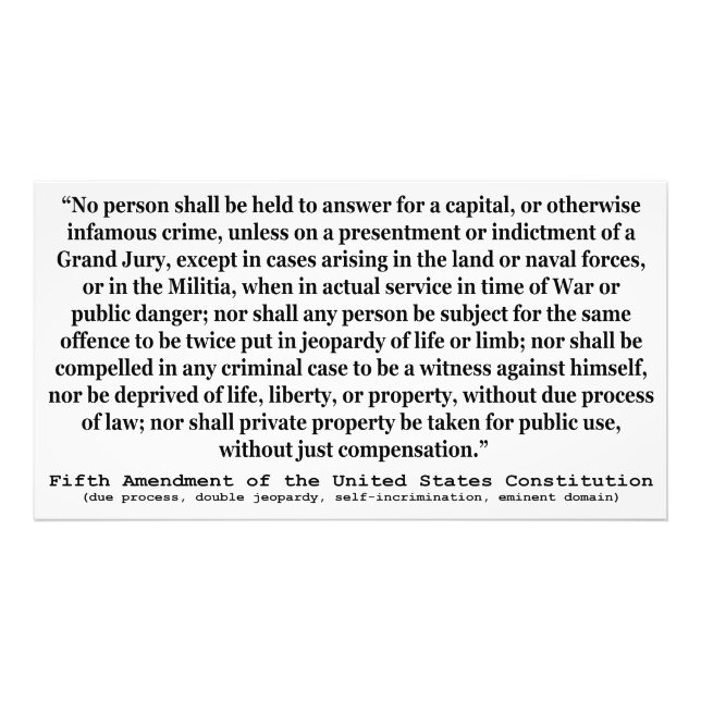 Impression Photo Cinquième amendement à la Constitution des États-U (Devant)