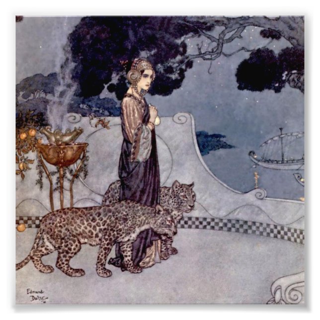 Impression Photo "Circe With Leopards" par Edmund Dulac (Devant)