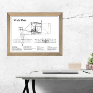 Impression Photo Circulaire Wright - Plan de dessin du plan d'avion