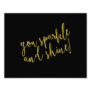 Impression Photo Citation brillante Faux Gold Foil Parties scintill