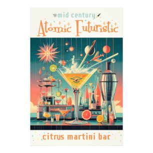 Impression Photo Citrus Martini Bar Futuriste Atomique du milieu du