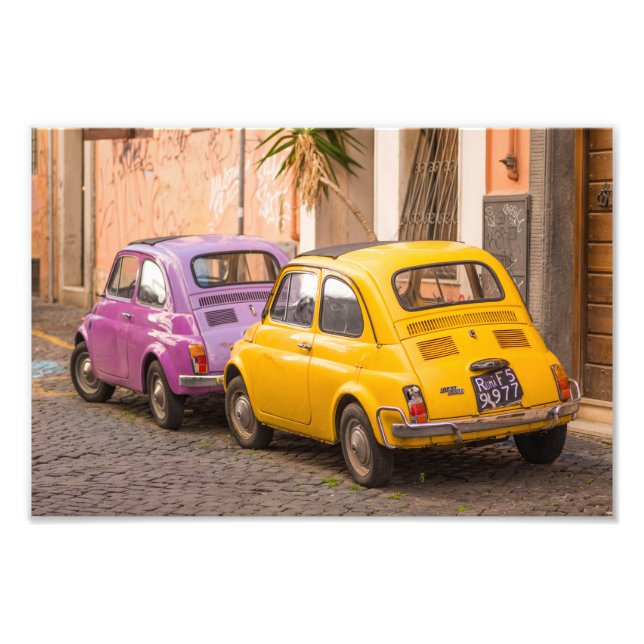 Impression Photo Classic italien Fiat 500 voitures à Rome Italie (Devant)