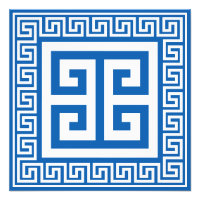 Clé grecque Motif blanc et bleu