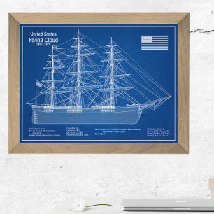 Impression Photo Cloud de vol de navire Clipper - Plan ABD