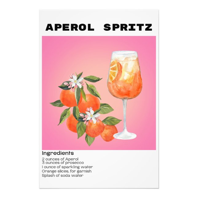 Impression Photo Cocktail Aperol Spritz Recette Flower Market Art (Devant)