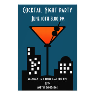 Impression Photo Cocktail Night Party Invitation