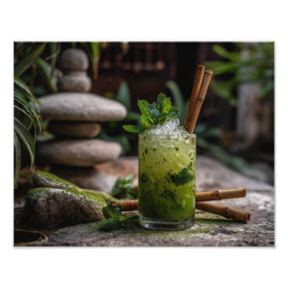 Impression Photo Cocktail Vert Hérbal Évasion du Jardin Zen