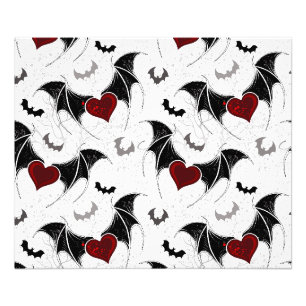 Impression Photo Coeur d'Halloween avec ailes de chauve-souris noir