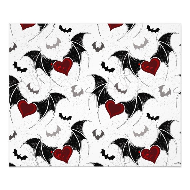 Impression Photo Coeur d'Halloween avec ailes de chauve-souris noir (Devant)