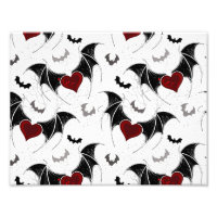Coeur d'Halloween avec ailes de chauve-souris noir