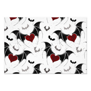 Impression Photo Cœur d'Halloween avec ailes de chauve-souris noire