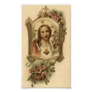 Impression Photo Coeur sacré de Jésus avec l'agneau