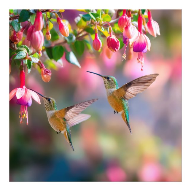 Impression Photo Colibris Fuchsiers Danse Iridescente (Devant)