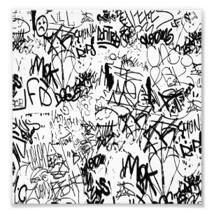 Impression Photo Collage Abstrait Graffiti Noir et Blanc