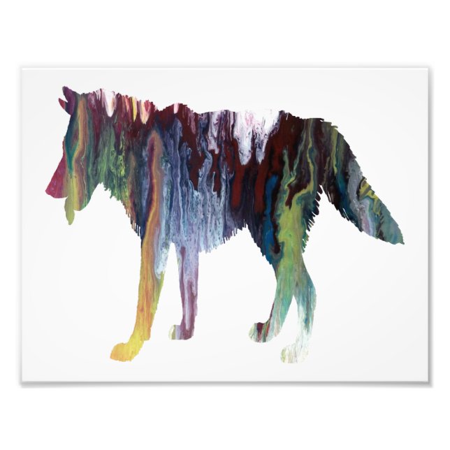 Impression Photo Coloré abstrait Wolf silhouette (Devant)