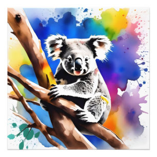 Impression Photo Coloré Koala Bear Aquarelle Splash,