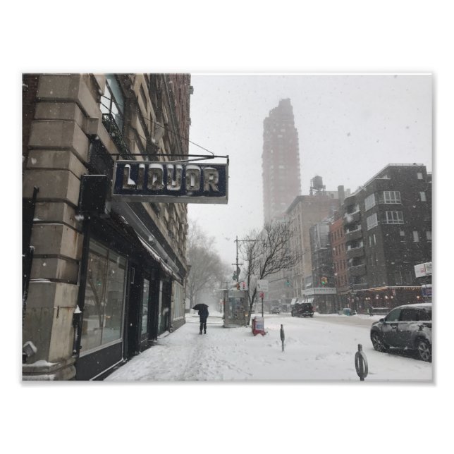 Impression Photo Columbus Avenue Liqueur Store NYC Snowstorm Winter (Devant)