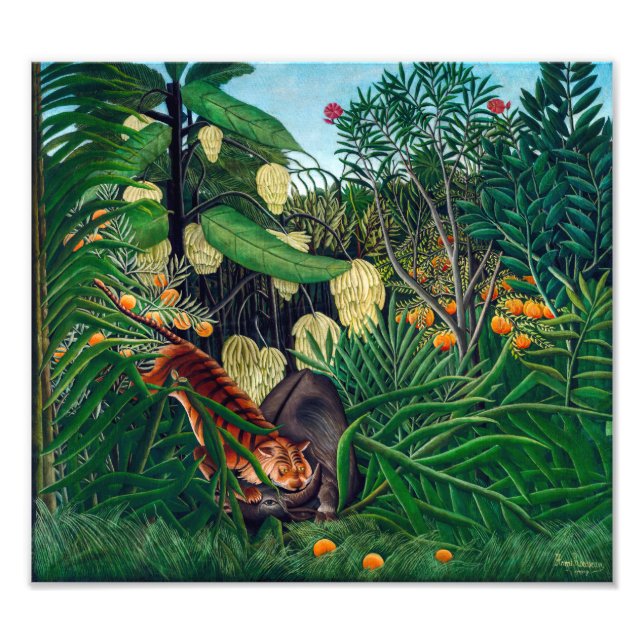 Impression Photo Combattre entre un tigre et un buffle | H Rousseau (Devant)