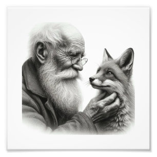 Impression Photo Compagnons gentils : Vieux Homme et Fox Wall Art