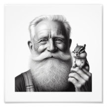 Compagnons Joyeux : Homme âgé et Chipmunk Wall Art