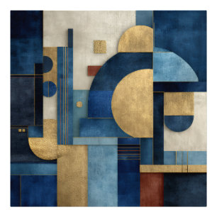 Impression Photo Composition géométrique de luxe marine beige or
