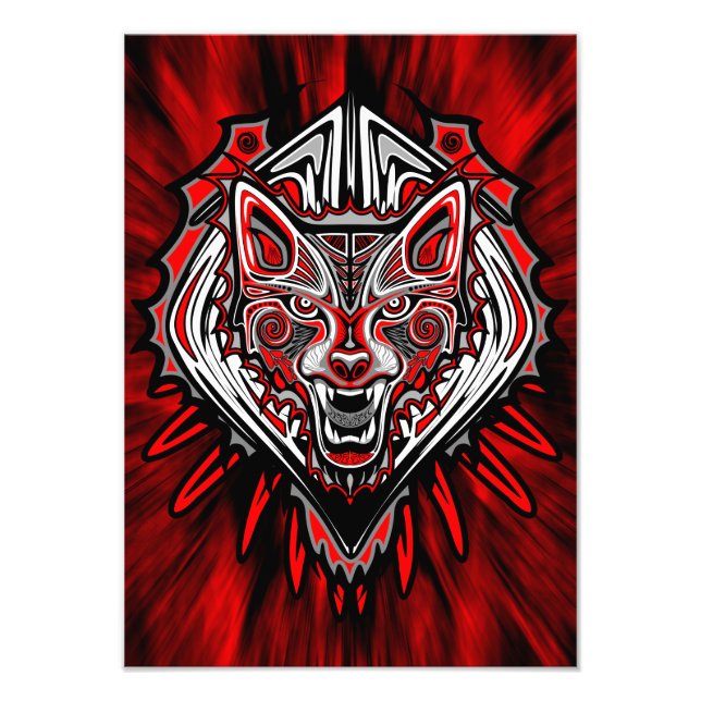 Impression Photo Conception de totem tribal Haida Loup (Devant)