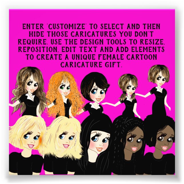 Impression Photo Concevoir un cadeau de caricature féminin avec du  (Devant)