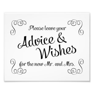 Impression Photo Conseils et souhaits Mariage pour Swils Print