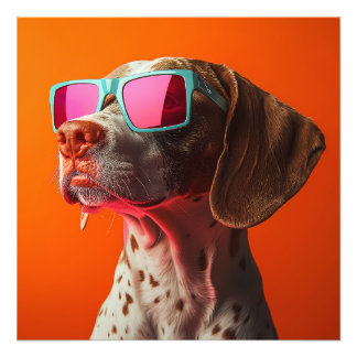 Impression Photo Cool Bracco italiano dog with sunglasses