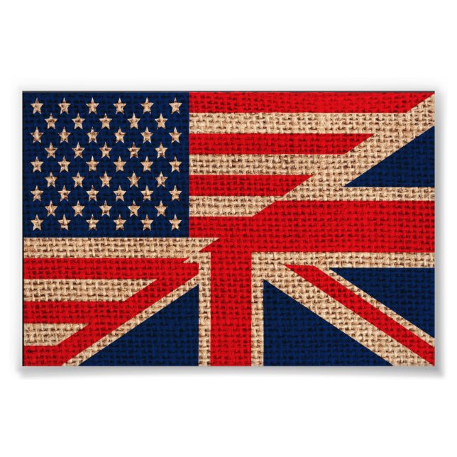 Impression Photo Cool usa union jack drapeaux burlap texture effets (Devant)